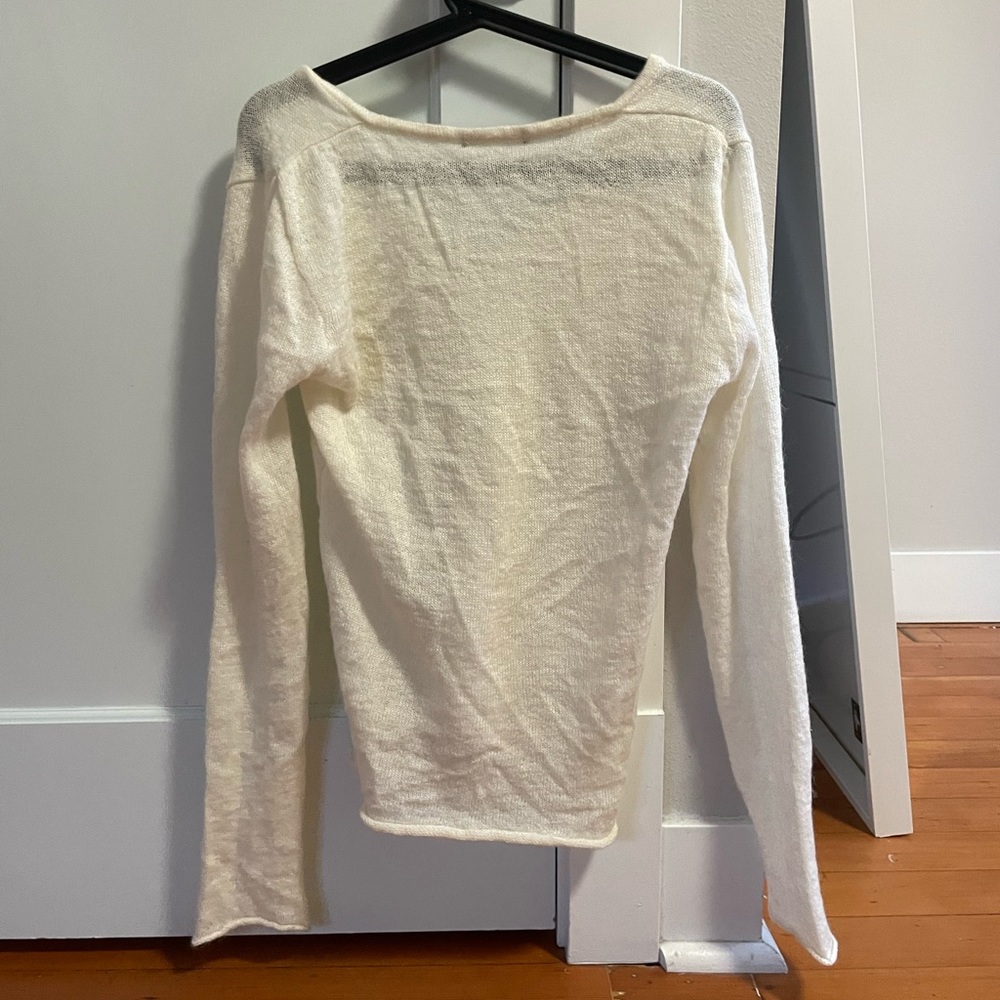 Brandy Melville Cream See-through Wool Sweater